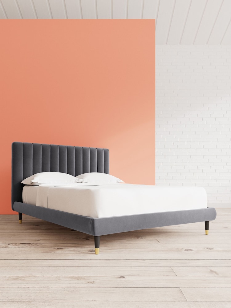Swoon Easy Velvet Granite Grey Porlock Bed - Image 1 of 8