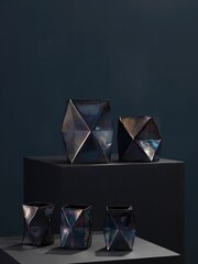 Fifty Five South Silver Candle Holder Glass Oil Slick - Image 1 of 4