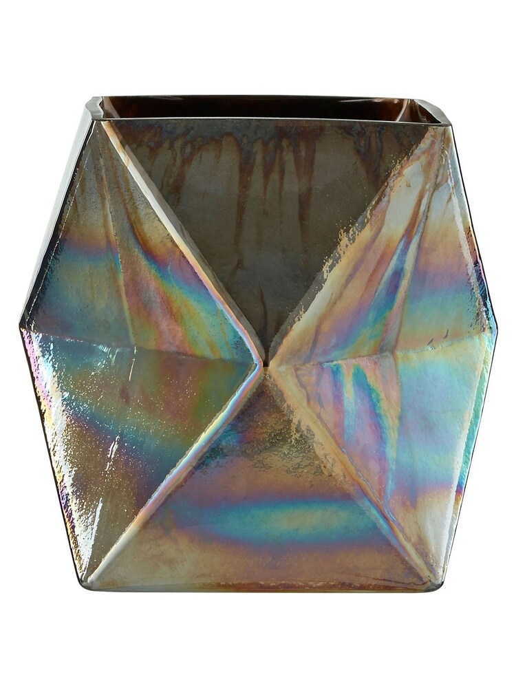 Fifty Five South Silver Candle Holder Glass Oil Slick - Image 2 of 4