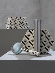 Fifty Five South Ivory/Black Harlo Hexagon Bookends - Image 1 of 4