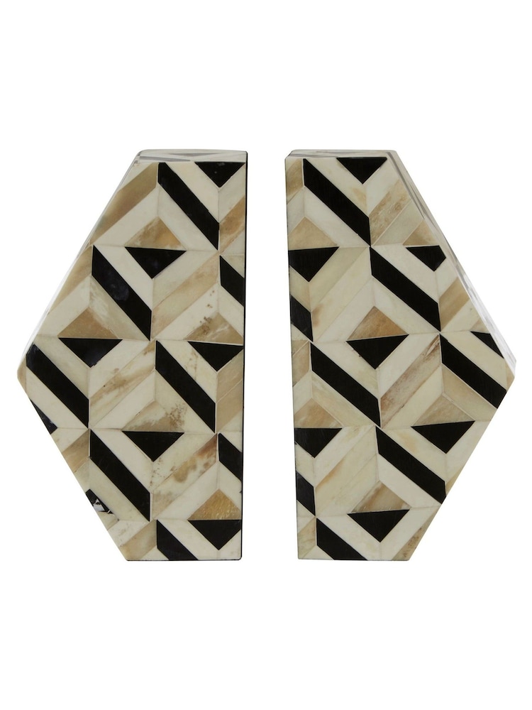Fifty Five South Ivory/Black Harlo Hexagon Bookends - Image 2 of 4