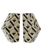 Fifty Five South Ivory/Black Harlo Hexagon Bookends - Image 3 of 4