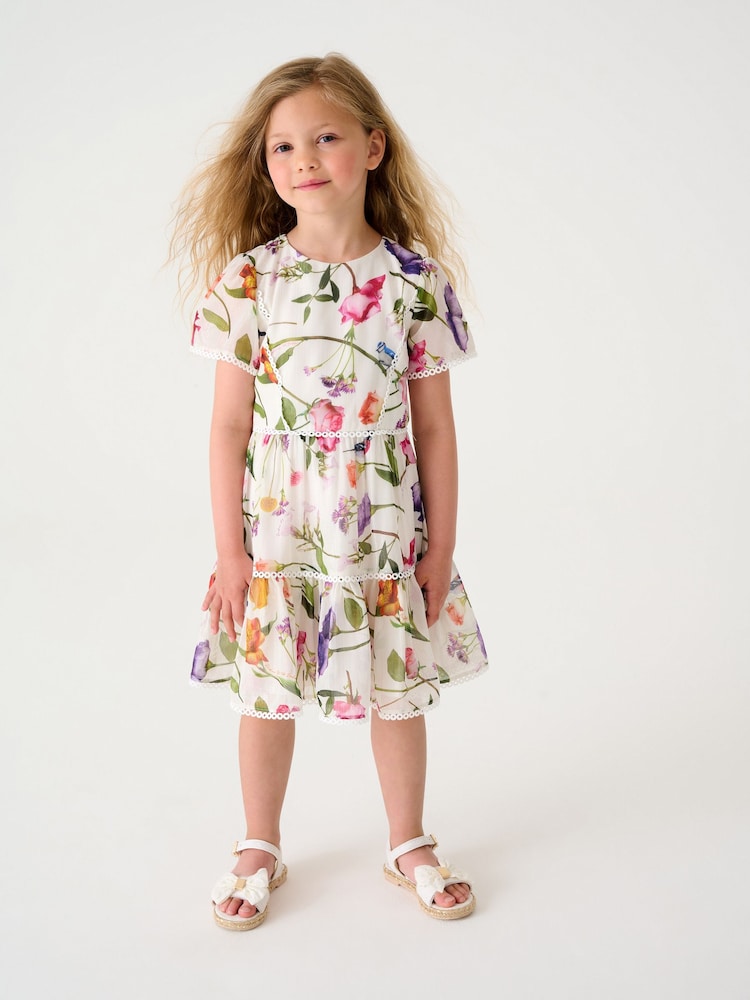 Baker by Ted Baker (0-13yrs) Floral White Dress - Image 2 of 9