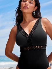 Black Tummy Control Plunge Swimsuit - Image 1 of 5