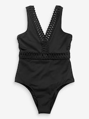 Black Tummy Control Plunge Swimsuit - Image 5 of 5