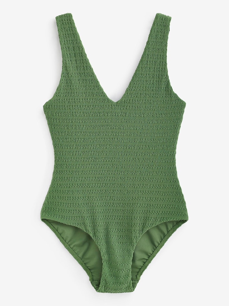 Khaki Texture Essential Plunge Swimsuit - Image 5 of 5