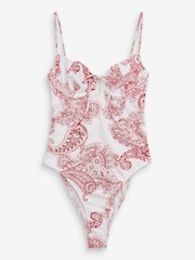Ecru Paisley Non Pad Wired Swimsuit - Image 3 of 3