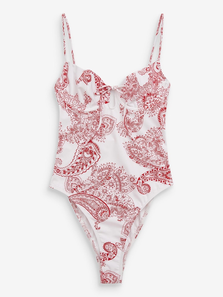 Ecru Paisley Non Pad Wired Swimsuit - Image 3 of 3