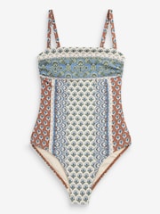 Green Woodblock Bandeau Tummy Control Swimsuit - Image 5 of 5