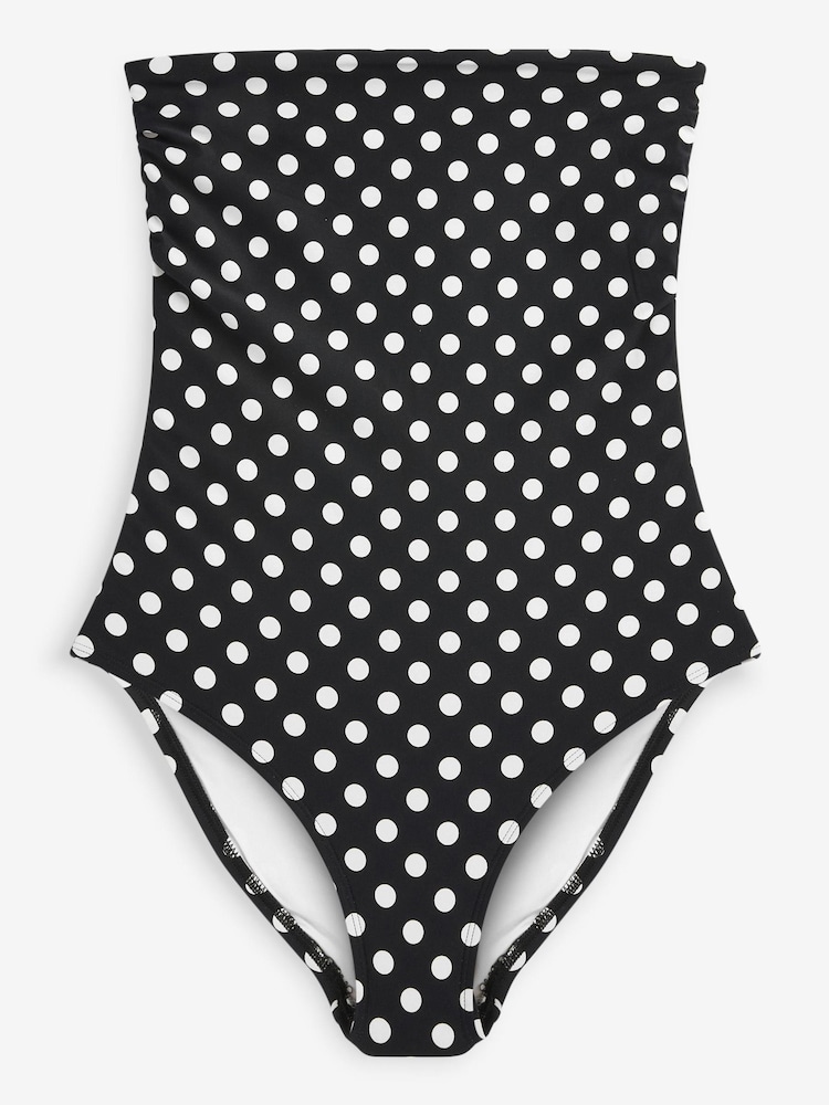 Black/White Spot Essential Bandeau Swimsuit - Image 4 of 4