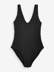 Black Texture Essential Plunge Swimsuit - Image 4 of 5