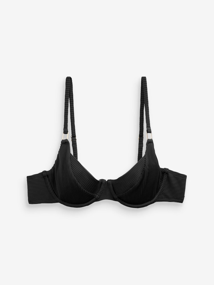 Black Rib Non Pad Wired Bikini Top - Image 4 of 4