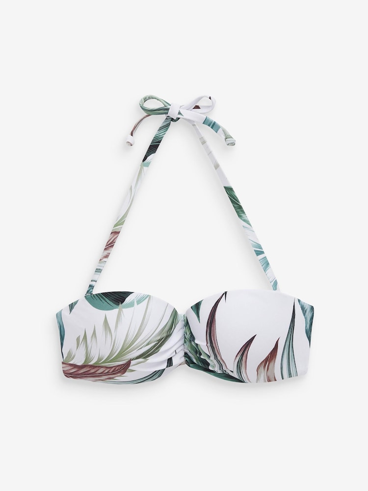 Green Leaf Shaping Padded Wired Bandeau Bikini Top - Image 5 of 5