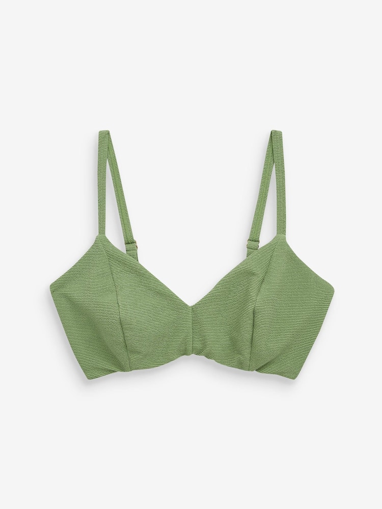 Green Texture DD+ Non Pad Triangle Crop Bikini Top - Image 4 of 4