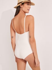 Écru texturé - Maillot de bain de maternité à encolure dégagée - Image 2 of 8