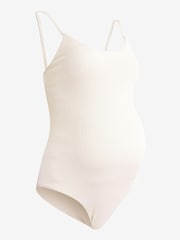 Écru texturé - Maillot de bain de maternité à encolure dégagée - Image 7 of 8
