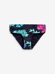 Navy Blue Floral Roll Top Bikini Bottoms - Image 5 of 5