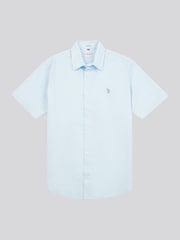 U.S. Polo Assn Blue Linen Blend Shoer Sleeve Shirt - Image 1 of 3