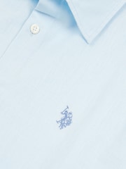 U.S. Polo Assn Blue Linen Blend Shoer Sleeve Shirt - Image 3 of 3