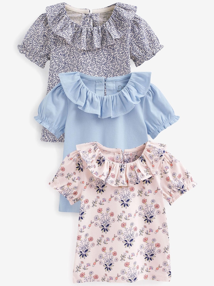 Blue Short Sleeve T-Shirts 3 Pack (3mths-7yrs) - Image 1 of 2 Blue Short Sleeve T-Shirts 3 Pack (3mths-7yrs) - Image 1 of 2