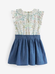 Cream Short Sleeve Denim Skirt Dress (3mths-7yrs) - Image 3 of 3