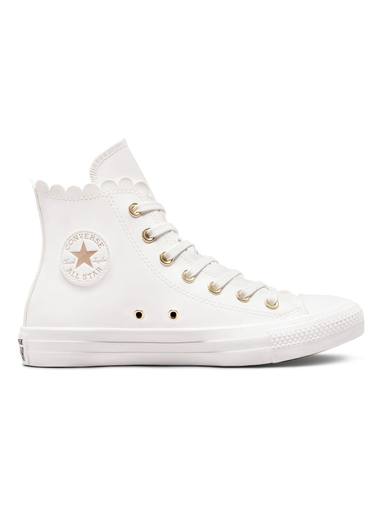 Converse White Scallop High Top Trainers - Image 1 of 8