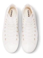 Converse White Scallop High Top Trainers - Image 6 of 8