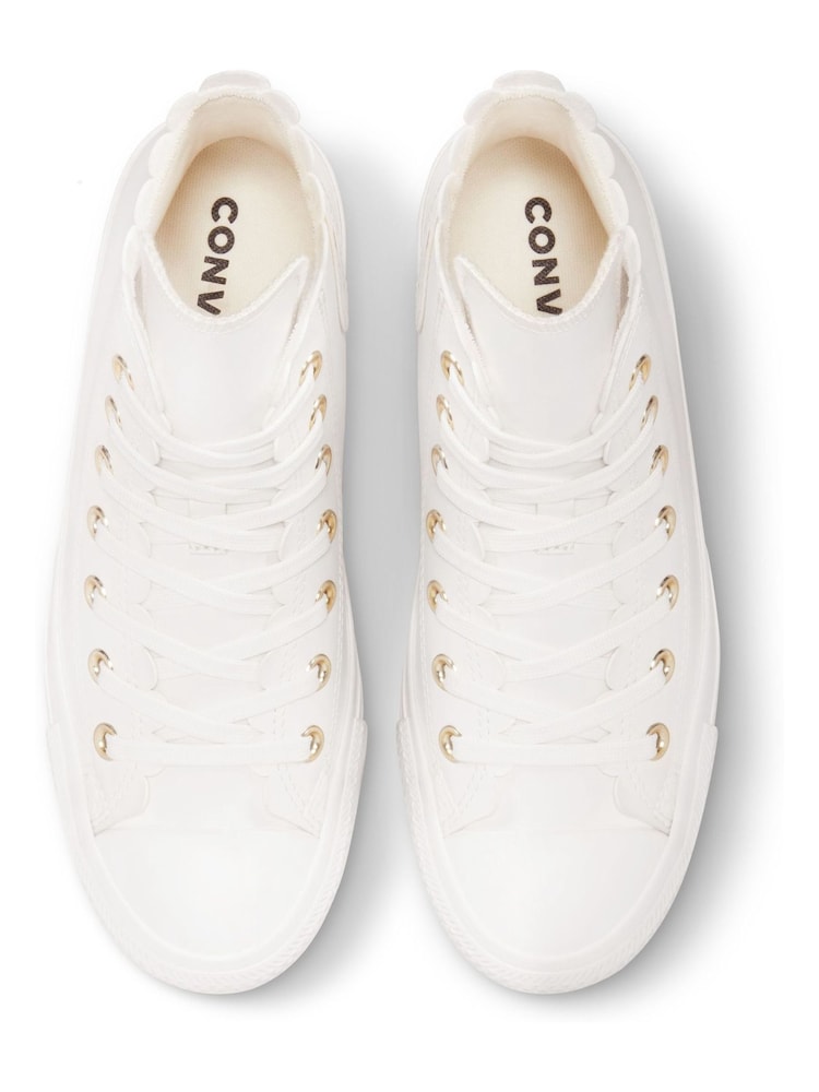Converse White Scallop High Top Trainers - Image 6 of 8
