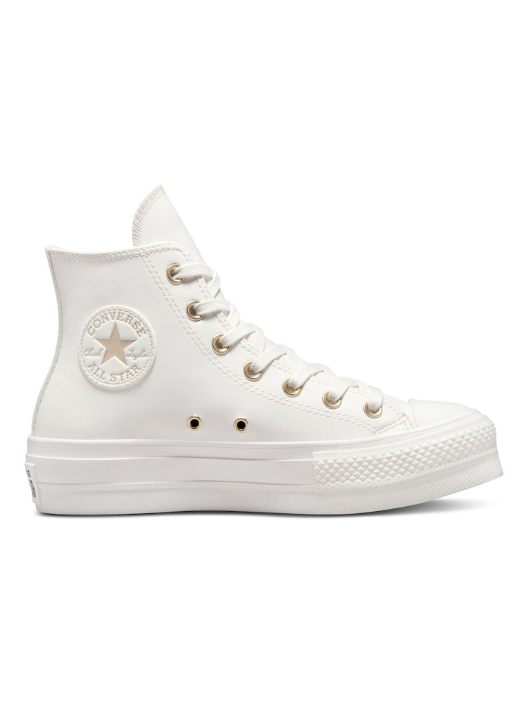 Converse White Lift Platform High Top Trainers - Image 1 of 8