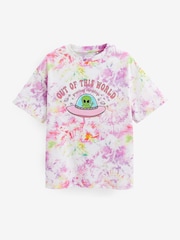 Pink Alien Tie Dye Oversized Graphic T-Shirt (3-16yrs) - Image 1 of 2