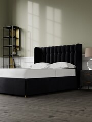Swoon Easy Velvet Black Kipling Divan Bed - Image 2 of 8