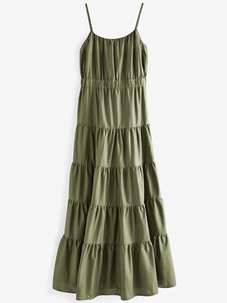 Khaki Green Tiered Maxi Dress - Image 5 of 5