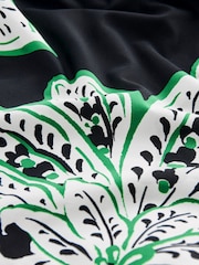 Black/Green Leaf Print Wide Strap Tummy Control Bandeau Tankini - Image 7 of 7