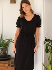 Pour Moi Black Jenny Puff Sleeves Dress - Image 1 of 5