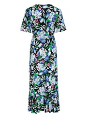 Pour Moi Black & White Print Megan Stretch Jersey Wrap Midi Dress - Image 4 of 4