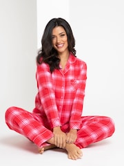 Rojo multicolor - Set de regalo de pijama abrigado de algodón cepillado 100 % a cuadros de Pour Moi - Imagen 2 de 5