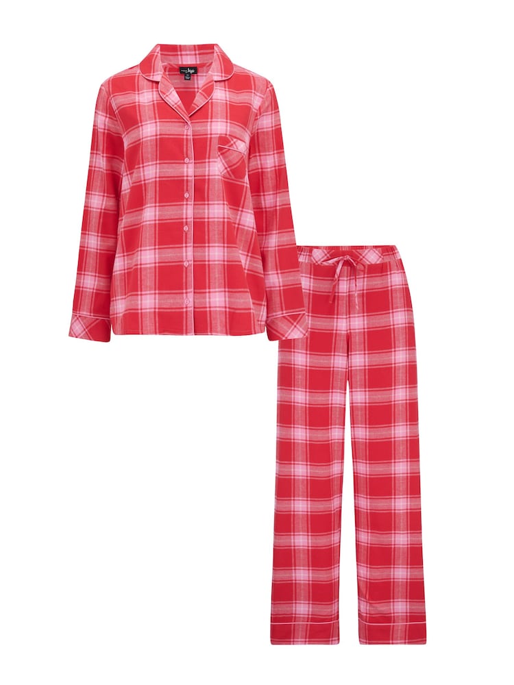 Rojo multicolor - Set de regalo de pijama abrigado de algodón cepillado 100 % a cuadros de Pour Moi - Imagen 5 de 5