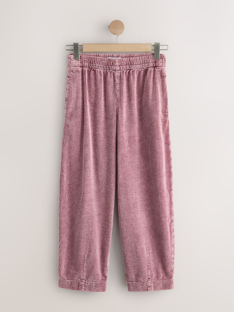 Washed Pink Barrel Leg Soft Cord Trousers - Image 1 of 3