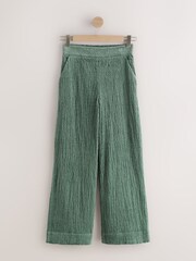 Moss Green Soft Cord Wide Leg Trousers with Modal - Image 1 of 3