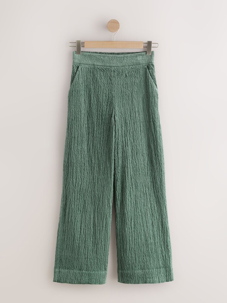 Moss Green Soft Cord Wide Leg Trousers with Modal - Image 1 of 3 Moss Green Soft Cord Wide Leg Trousers with Modal - Image 1 of 3