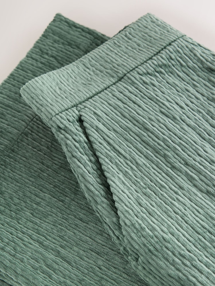 Moss Green Soft Cord Wide Leg Trousers with Modal - Image 10 of 10