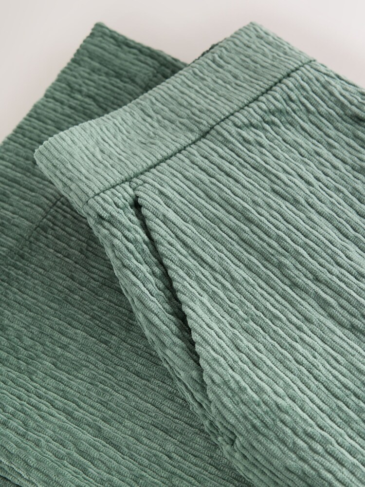 Moss Green Soft Cord Wide Leg Trousers with Modal - Image 3 of 3 Moss Green Soft Cord Wide Leg Trousers with Modal - Image 3 of 3