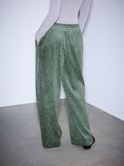 Moss Green Soft Cord Wide Leg Trousers with Modal - Image 6 of 10