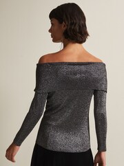 Phase Eight Iris Bardot Knitted Black Top - Image 2 of 6