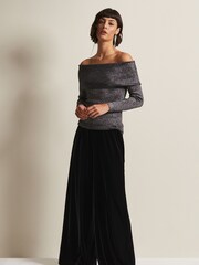 Phase Eight Iris Bardot Knitted Black Top - Image 3 of 6