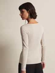 Phase Eight Natural Ciara Cut Out Metallic Knitted Top - Image 2 of 6