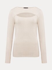 Phase Eight Natural Ciara Cut Out Metallic Knitted Top - Image 6 of 6