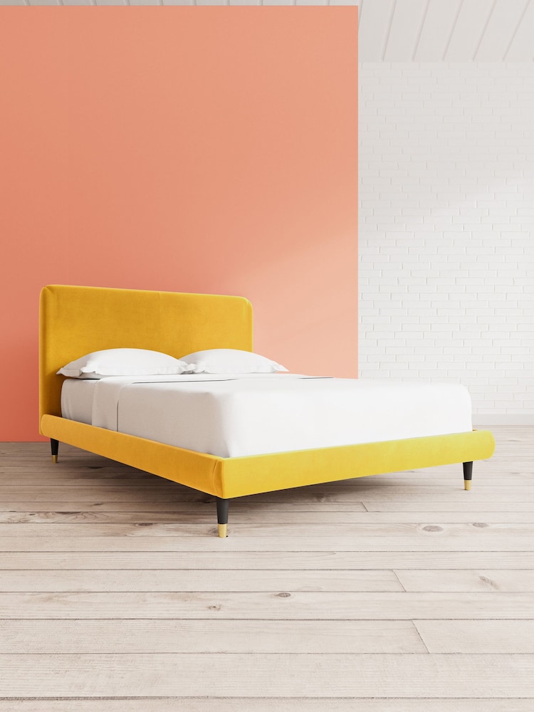 Swoon Easy Velvet Turmeric Yellow Brockham Bed - Image 1 of 6