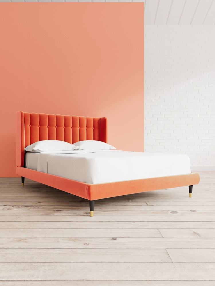 Swoon Easy Velvet Burnt Orange Kipling Bed - Image 1 of 7