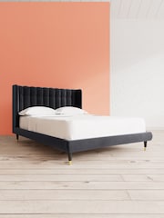 Swoon Easy Velvet Black Kipling Bed - Image 1 of 7